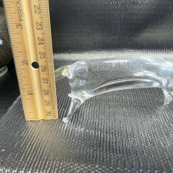 Vintage Clear Hand blown Art Glass Dachshund Wiener Dog Figurine Delicate Figure - Picture 3 of 11